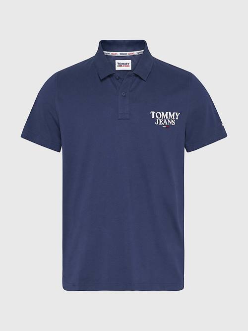 Tommy Hilfiger Regular Fit Jersey Póló Férfi Kék | TH250MGY