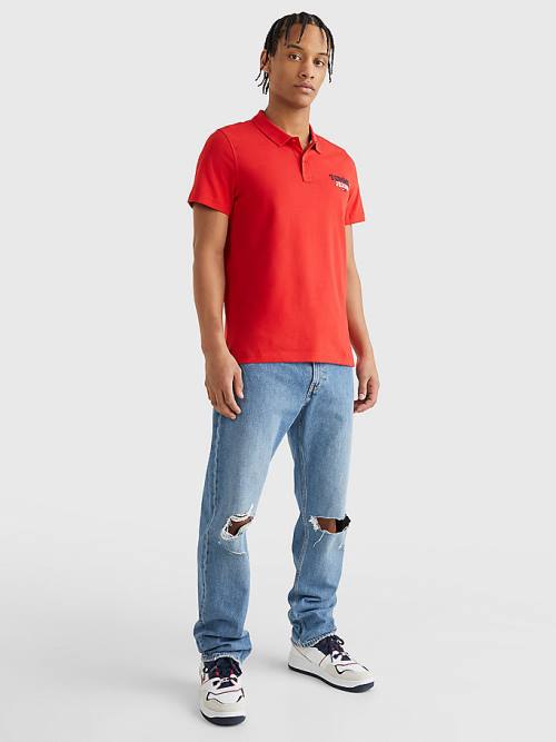 Tommy Hilfiger Regular Fit Jersey Póló Férfi Piros | TH489CGM