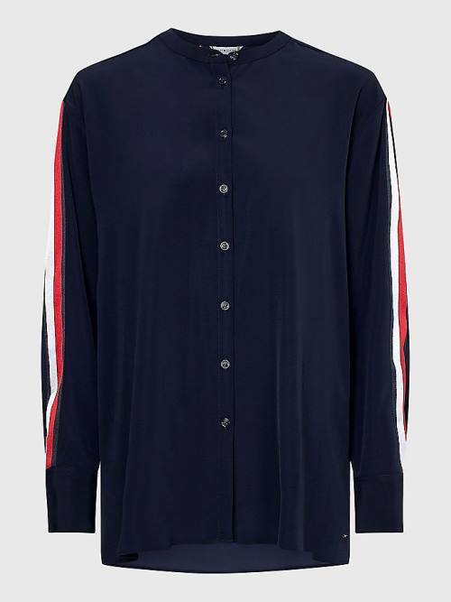 Tommy Hilfiger Relaxed Fit Crepe Blúz Női Kék | TH639MOU