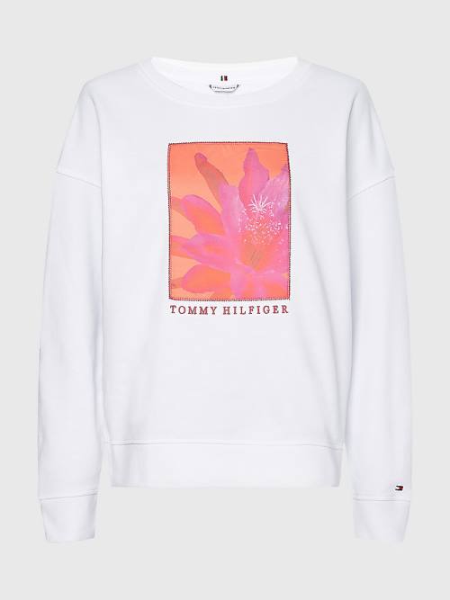 Tommy Hilfiger Relaxed Fit Floral Pulóver Női Fehér | TH126URC