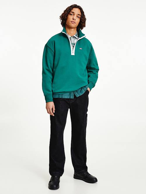 Tommy Hilfiger Relaxed Fit Half-Zip Fleece Pulóver Férfi Zöld | TH423ZGW