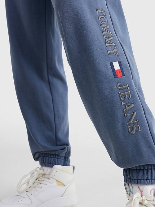 Tommy Hilfiger Relaxed Fit Logo Joggers Nadrág Női Kék | TH956NOY