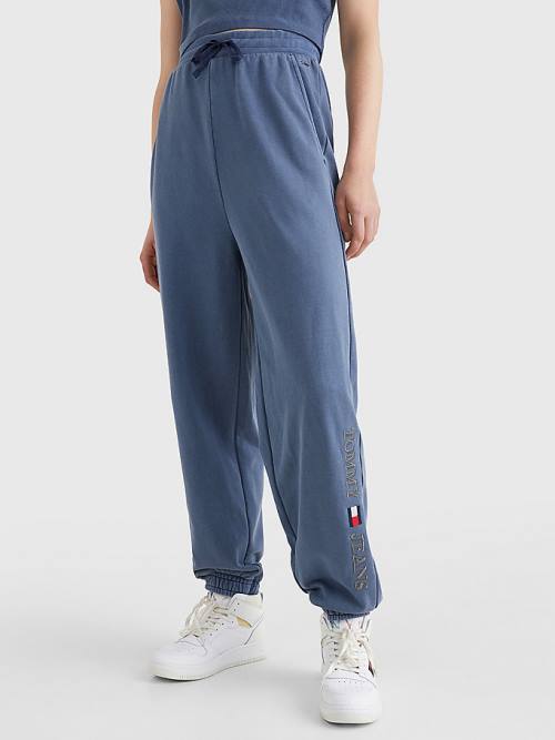 Tommy Hilfiger Relaxed Fit Logo Joggers Nadrág Női Kék | TH956NOY