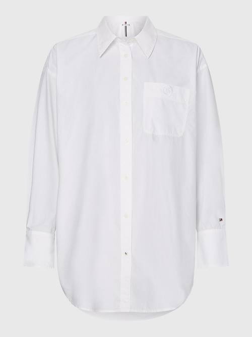 Tommy Hilfiger Relaxed Fit Organic Pamut Poplin Ingek Női Fehér | TH275VRT