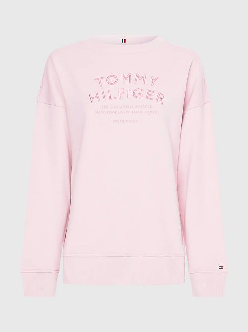 Tommy Hilfiger Relaxed Fit Text Embroidery Pulóver Női Rózsaszín | TH537QVO