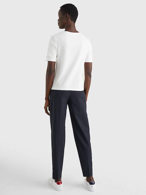 Tommy Hilfiger Relaxed Fit V-Neck Monogram Póló Női Fehér | TH864PAN