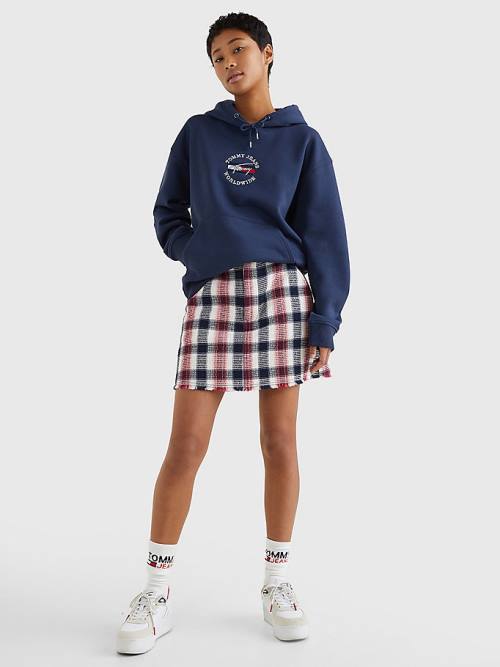 Tommy Hilfiger Relaxed Timeless Signature Logo Kapucnis Pulóver Női Kék | TH473ASI