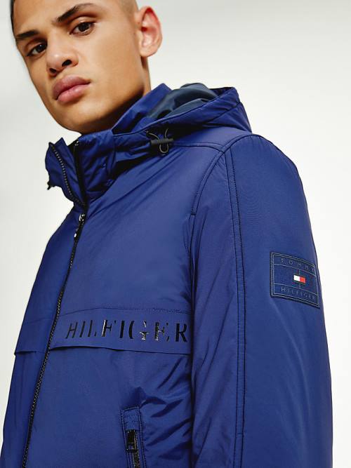 Tommy Hilfiger Removable Hood Stretch Nylon Kabát Férfi Kék | TH241OLB