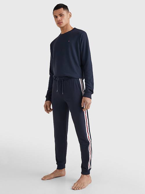 Tommy Hilfiger Repeat Logo Drawstring Joggers Pizsama Férfi Kék | TH681FNA