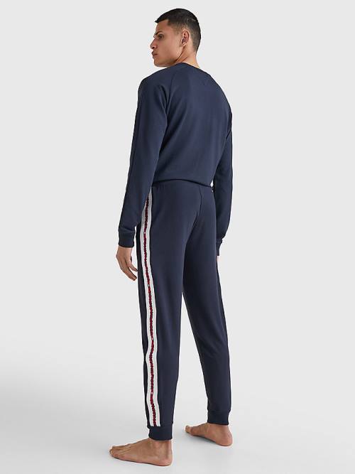 Tommy Hilfiger Repeat Logo Drawstring Joggers Pizsama Férfi Kék | TH681FNA