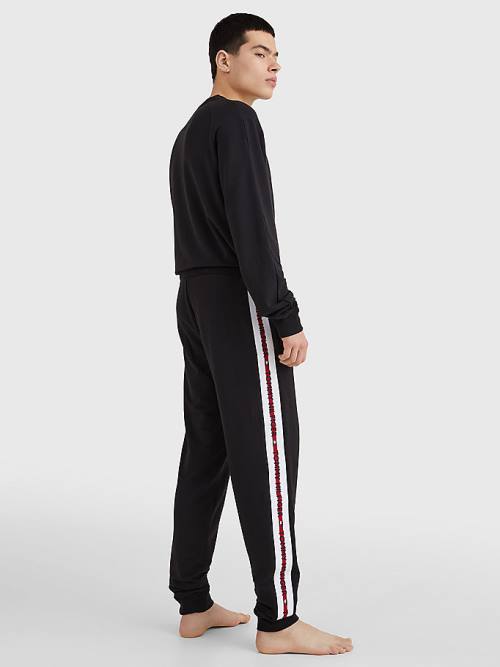 Tommy Hilfiger Repeat Logo Drawstring Joggers Pizsama Férfi Fekete | TH823KNS