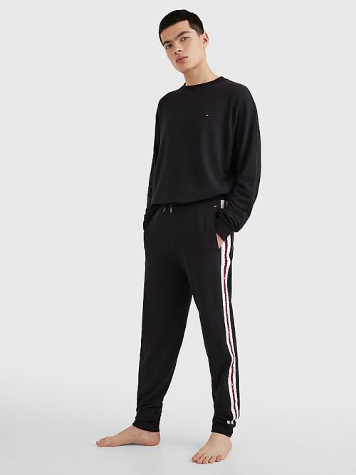 Tommy Hilfiger Repeat Logo Drawstring Joggers Pizsama Férfi Fekete | TH823KNS