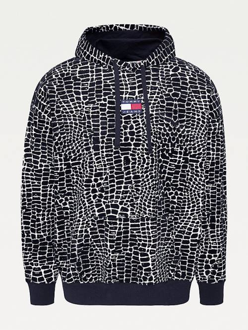 Tommy Hilfiger Reptile Print Kapucnis Pulóver Férfi Fehér | TH439TQZ