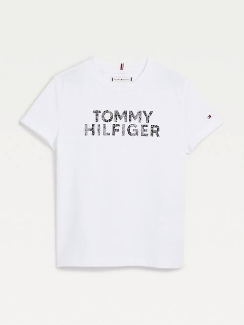 Tommy Hilfiger Reptile Print Logo Recycled Póló Lány Fehér | TH038VCO