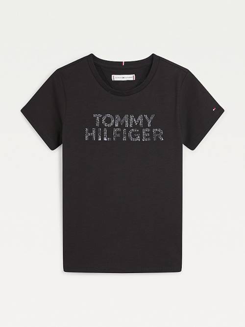 Tommy Hilfiger Reptile Print Logo Recycled Póló Lány Fekete | TH392CYP