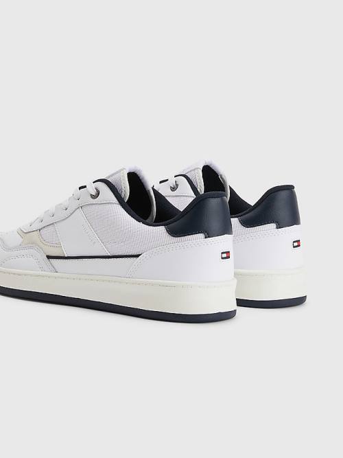 Tommy Hilfiger Retro Court Cupsole Mixed Tornacipő Férfi Fehér | TH163BEZ