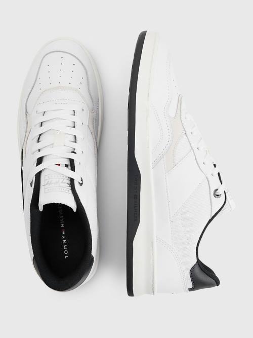 Tommy Hilfiger Retro Court Cupsole Mixed Tornacipő Férfi Fehér | TH163BEZ