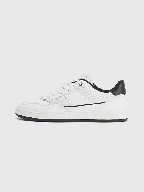 Tommy Hilfiger Retro Court Cupsole Mixed Tornacipő Férfi Fehér | TH163BEZ