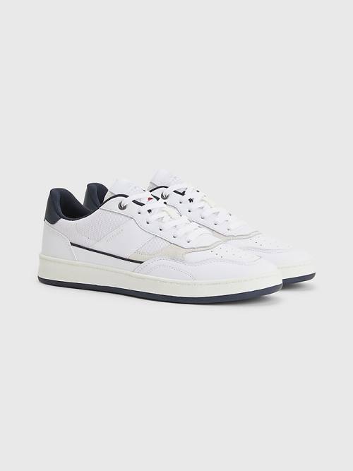 Tommy Hilfiger Retro Court Cupsole Mixed Tornacipő Férfi Fehér | TH163BEZ