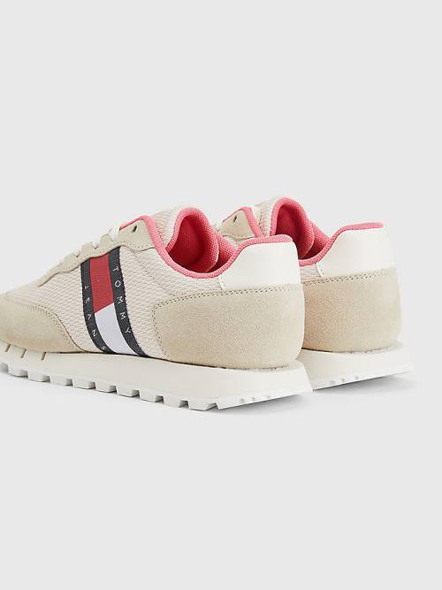 Tommy Hilfiger Retro Mixed Texture Runner Tornacipő Női Bézs | TH457OCL