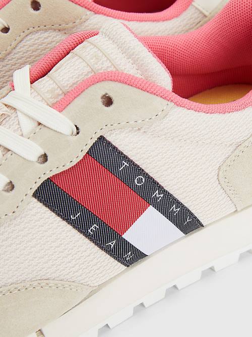 Tommy Hilfiger Retro Mixed Texture Runner Tornacipő Női Bézs | TH457OCL