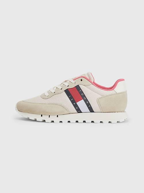 Tommy Hilfiger Retro Mixed Texture Runner Tornacipő Női Bézs | TH457OCL