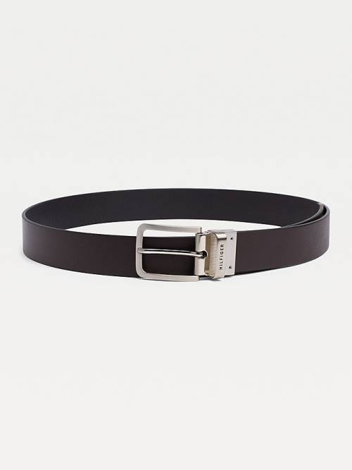 Tommy Hilfiger Reversible Bőr Silver-Tone Loop Öv Férfi Fekete | TH724NZD