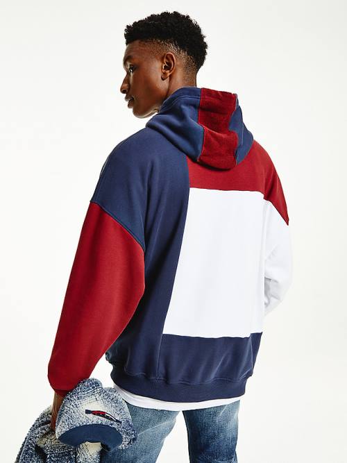 Tommy Hilfiger Reversible Colour-Blocked Kapucnis Pulóver Férfi Kék | TH768XRW