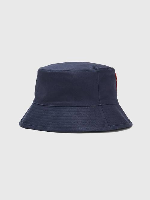 Tommy Hilfiger Reversible Logo Bucket Kalap Férfi Kék | TH783LRQ