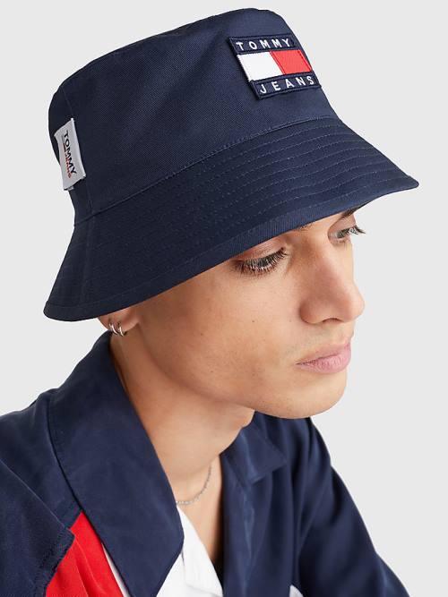 Tommy Hilfiger Reversible Logo Bucket Kalap Férfi Kék | TH783LRQ