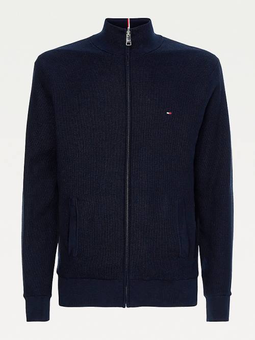 Tommy Hilfiger Reversible Zip-Thru Cardigan Pulóverek Férfi Kék | TH859CFN