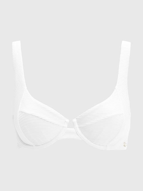 Tommy Hilfiger Ribbed Balconette Bikini Top Fürdőruha Női Fehér | TH739QYW