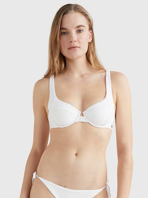 Tommy Hilfiger Ribbed Balconette Bikini Top Fürdőruha Női Fehér | TH739QYW