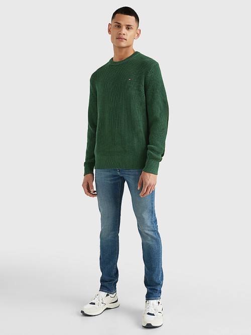 Tommy Hilfiger Ribbed Crew Neck Relaxed Fit Jumper Pulóverek Férfi Zöld | TH916QZF