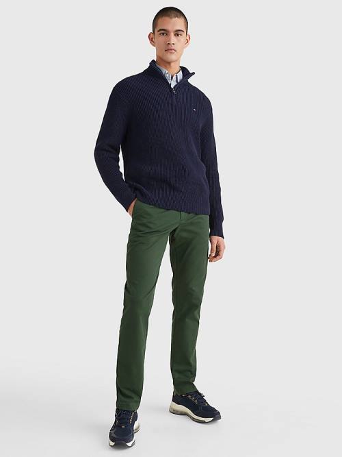 Tommy Hilfiger Ribbed Half-Zip Relaxed Fit Jumper Pulóverek Férfi Kék | TH602IBH