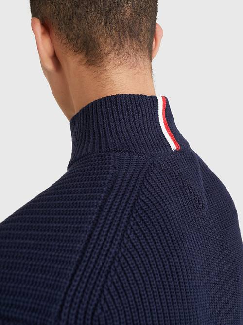 Tommy Hilfiger Ribbed Half-Zip Relaxed Fit Jumper Pulóverek Férfi Kék | TH602IBH