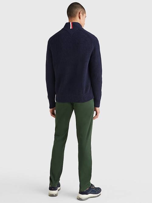 Tommy Hilfiger Ribbed Half-Zip Relaxed Fit Jumper Pulóverek Férfi Kék | TH602IBH