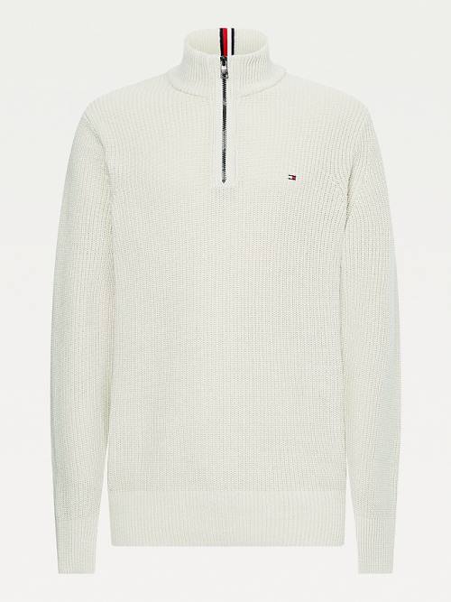 Tommy Hilfiger Ribbed Half-Zip Relaxed Fit Jumper Pulóverek Férfi Bézs | TH629CSV