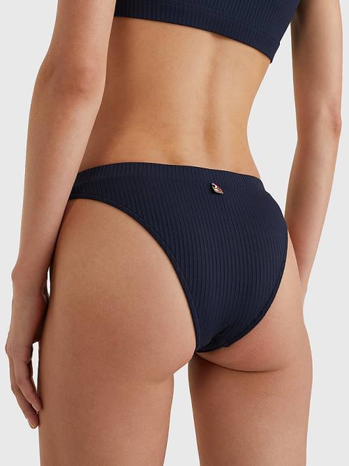 Tommy Hilfiger Ribbed High Leg Bikini Bottoms Fürdőruha Női Kék | TH164RNM