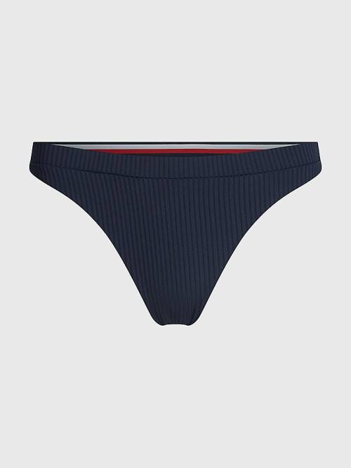 Tommy Hilfiger Ribbed High Leg Bikini Bottoms Fürdőruha Női Kék | TH164RNM