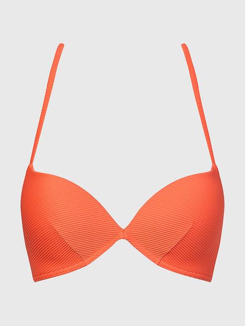 Tommy Hilfiger Ribbed Push Up Bikini Top Fürdőruha Női Piros | TH946ZOB