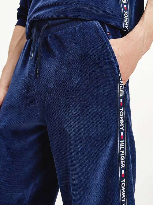 Tommy Hilfiger Ribbed Texture Joggers Pizsama Férfi Kék | TH158NYK