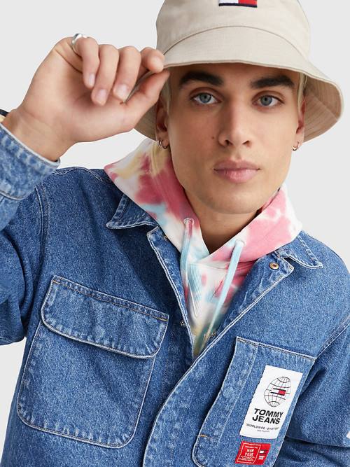 Tommy Hilfiger Rigid Denim Shirt Kabát Férfi Denim | TH641FQN