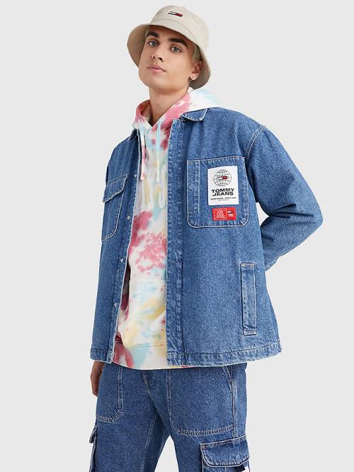 Tommy Hilfiger Rigid Denim Shirt Kabát Férfi Denim | TH641FQN