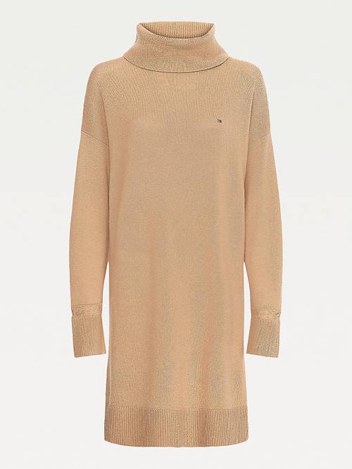 Tommy Hilfiger Roll Neck Oversized Knit Ruha Női Barna | TH156VLP