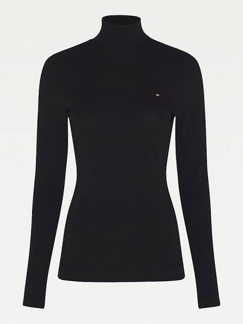 Tommy Hilfiger Roll Neck Skinny Fit Póló Női Fekete | TH280NJG