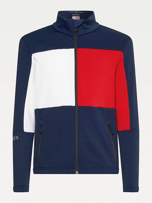 Tommy Hilfiger Rossignol Colour-Blocked Zip-Thru Base Layer Pulóver Férfi Kék | TH082MBP