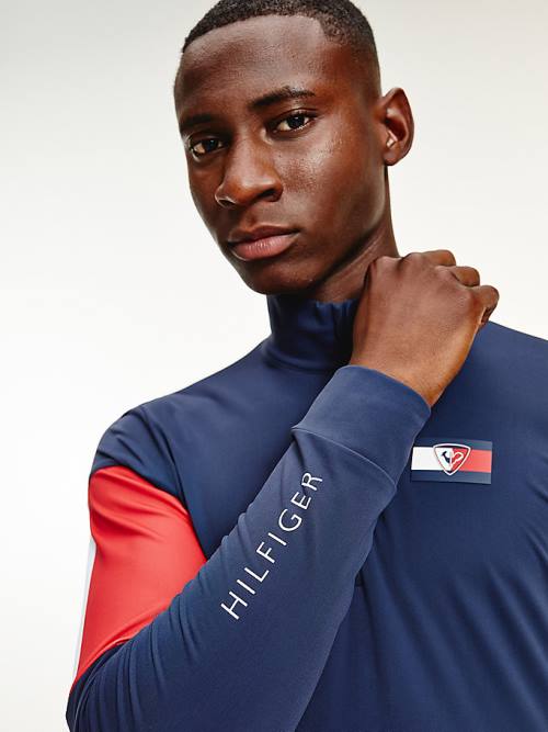 Tommy Hilfiger Rossignol Colour-Blocked Base Layer Póló Férfi Kék | TH396KPM