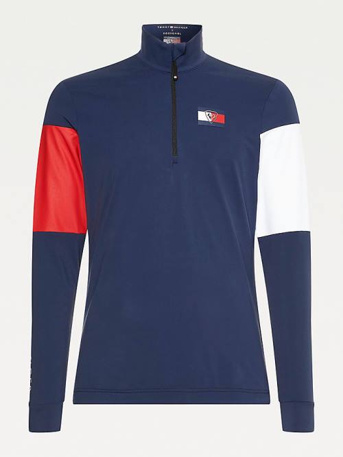 Tommy Hilfiger Rossignol Colour-Blocked Base Layer Póló Férfi Kék | TH396KPM