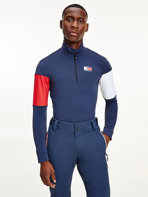 Tommy Hilfiger Rossignol Colour-Blocked Base Layer Póló Férfi Kék | TH396KPM